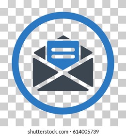 Open Mail icon. Vector illustration style is flat iconic bicolor symbol, smooth blue colors, transparent background. Designed for web and software interfaces.