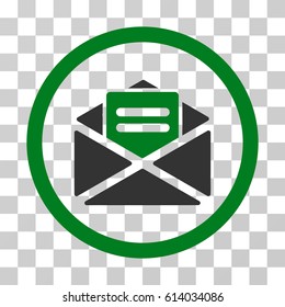 Open Mail icon. Vector illustration style is flat iconic bicolor symbol, green and gray colors, transparent background. Designed for web and software interfaces.