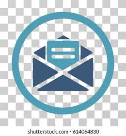Open Mail icon. Vector illustration style is flat iconic bicolor symbol, cyan and blue colors, transparent background. Designed for web and software interfaces.