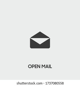 Öffnen Sie das E-Mail-Symbol. offener E-Mail-Vektor auf grauem Hintergrund