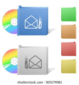open mail with knife. Box with compact disc.