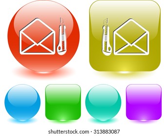 open mail with knife. Vector interface element.