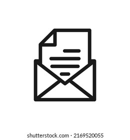 Open mail, letter, message, envelope icon line style isolated on white background. Vector illustration