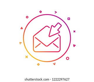 Open Mail line icon. View Message correspondence sign. E-mail symbol. Gradient pattern line button. Open Mail icon design. Geometric shapes. Vector