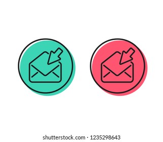 Open Mail line icon. View Message correspondence sign. E-mail symbol. Positive and negative circle buttons concept. Good or bad symbols. Open Mail Vector