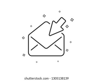 Open Mail line icon. View Message correspondence sign. E-mail symbol. Geometric shapes. Random cross elements. Linear Open Mail icon design. Vector