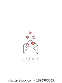 An open mail with love icon for poster, ui, brochure, card invitation, and many more valentine vector design.