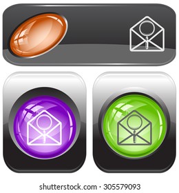 open mail with magnifying glass. Vector internet buttons.