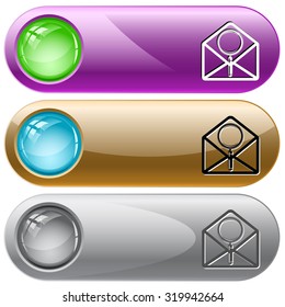 open mail with magnifying glass. Vector internet buttons.