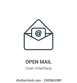 Open mail outline vector icon. Thin line black open mail icon, flat vector simple element illustration from editable user interface concept isolated on white background