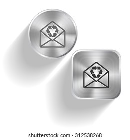 open mail with recycle symbol. Vector set steel buttons