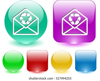 open mail with recycle symbol. Vector interface element.