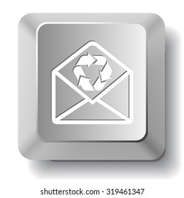 correo abierto con el símbolo de reciclaje. Tecla vectorial para el equipo.