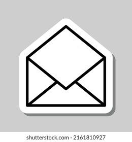 Open mail simple icon vector. Flat design. Sticker with shadow on gray background.ai