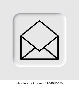 Open mail simple icon vector. Flat design. Neumorphism design.ai