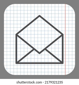 Open mail simple icon vector. Flat design. On graph paper. Grey background.ai