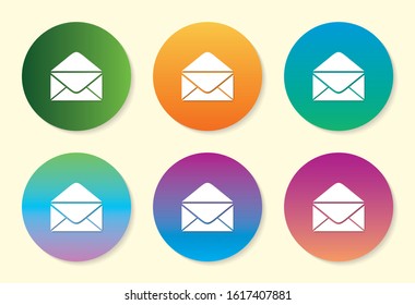 Open Mail six color gradient icon design.
