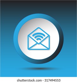 open mail with sound. Plastic button. Vector illustration.