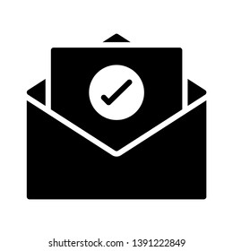 open mail tick vector glyph icon 