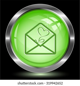 open mail with tulip. Internet button. Vector illustration.