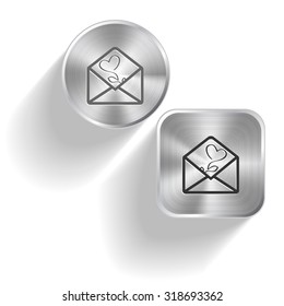 open mail with tulip. Vector set steel buttons