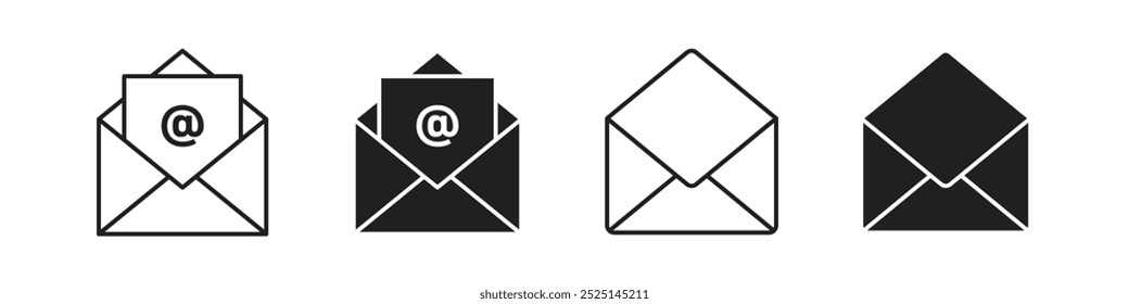 open mail vector filled and outlined icons collection