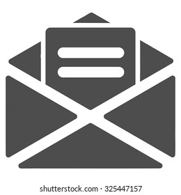 Open Mail vector icon. Style is flat symbol, gray color, rounded angles, white background.