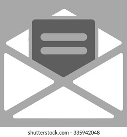 Open Mail vector icon. Style is bicolor flat symbol, dark gray and white colors, rounded angles, silver background.