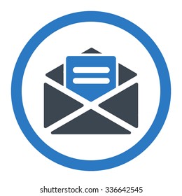 Open Mail vector icon. Style is bicolor flat rounded symbol, smooth blue colors, rounded angles, white background.
