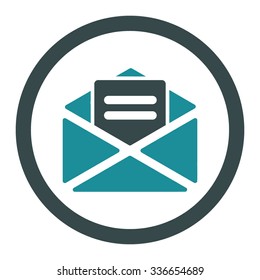 Open Mail vector icon. Style is bicolor flat rounded symbol, soft blue colors, rounded angles, white background.