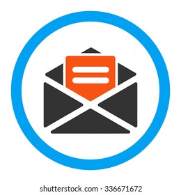 Open Mail vector icon. Style is flat rounded symbol, bright colors, rounded angles, white background.
