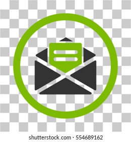 Open Mail vector pictogram. Illustration style is flat iconic bicolor eco green and gray symbol on a transparent background.