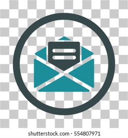Open Mail vector pictogram. Illustration style is flat iconic bicolor soft blue rounded symbol on a transparent background.