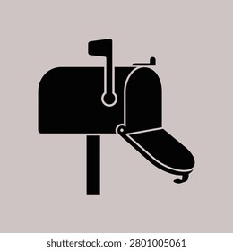 Open mailbox with flag, post box icon, mail delivery symbol, postal service, communication.