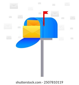 Open mailbox with flying letters. Vector illustration.