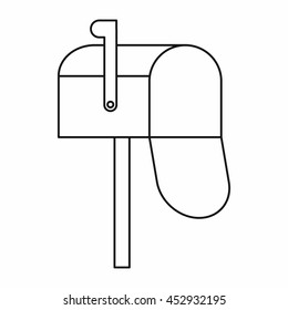 Open mailbox icon in outline style isolated vector illustration
