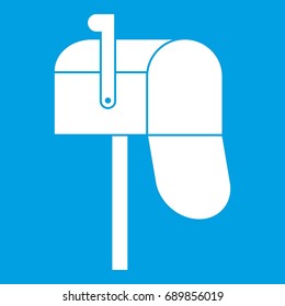 Open mailbox icon white isolated on blue background vector illustration