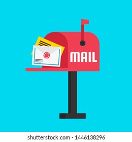 open mailbox with letters flat illustration