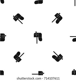Open mailbox pattern repeat seamless in black color for any design. Vector geometric illustration