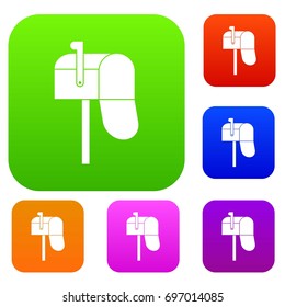 Open mailbox set icon in different colors isolated vector illustration. Premium collection