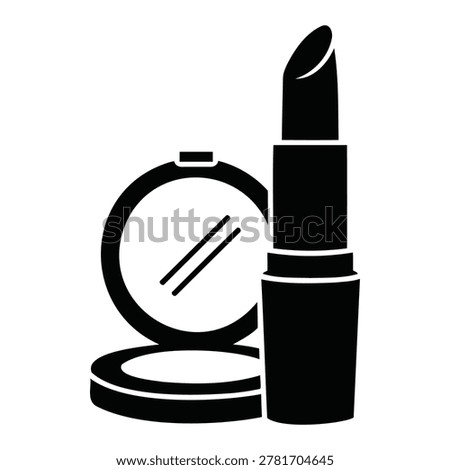 Open Makeup Compact with Mirror and Lipstick Beauty Icon
