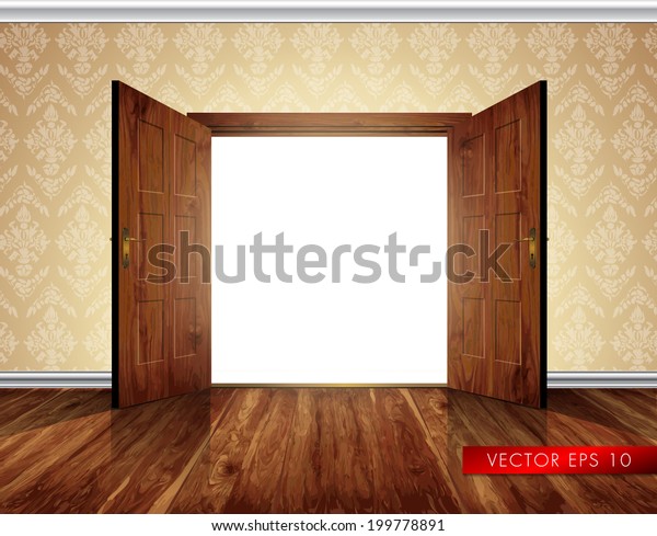 Image Vectorielle De Stock De Grande Porte Double Ouverte En