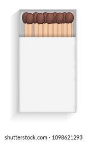 Open match box mockup. Realistic illustration of open match box vector mockup for web design isolated on white background