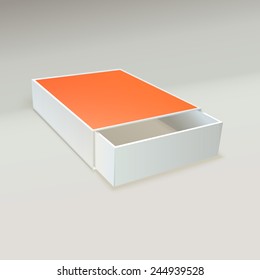 Open matchbox with blank label. Template for your presentations, branding and design