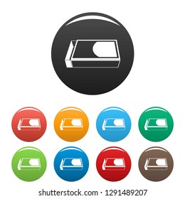 Open matchbox icons set 9 color vector isolated on white for any design