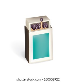 open matchbox with matches isolated on white