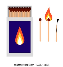 Open matchbox with matches vector illustration.