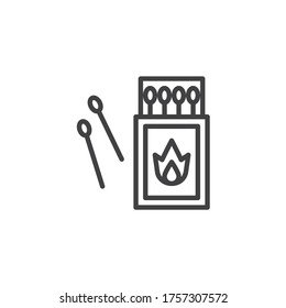 Open matchbox with matchsticks line icon. linear style sign for mobile concept and web design. Matches and Matchbox outline vector icon. Symbol, logo illustration. Vector graphics