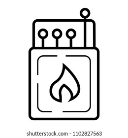 Open matchbox with matchsticks linear icon