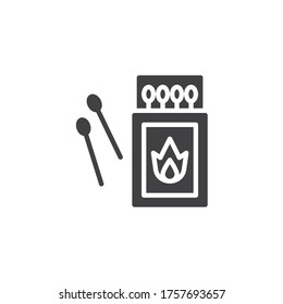 Open matchbox with matchsticks vector icon. filled flat sign for mobile concept and web design. Matches and Matchbox glyph icon. Symbol, logo illustration. Vector graphics